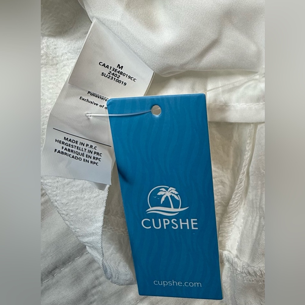 Cupshe White Lightweight Crochet-Detail Swim Coverup Romper - Picture 8 of 8
